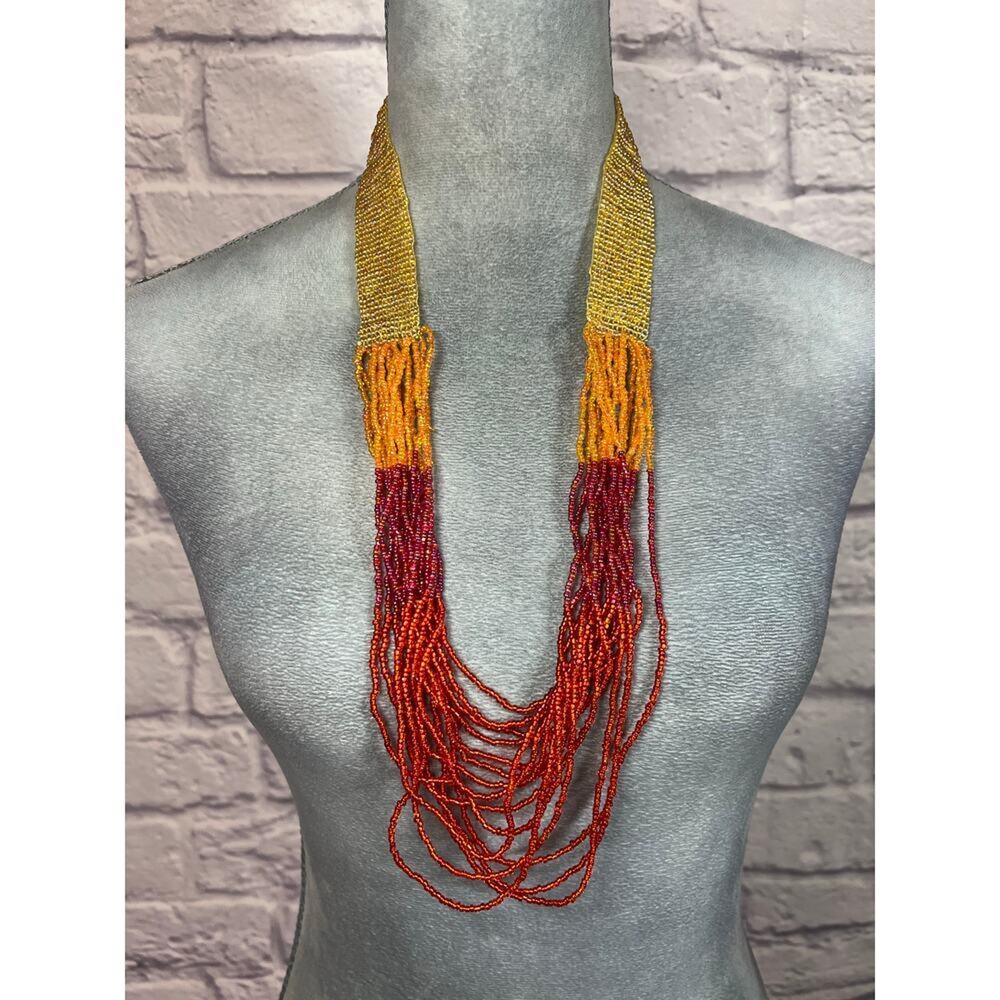 VIbrant Multistrand Boho Seed Bead Necklace